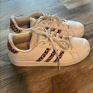 Adidas White Sneakers with Animal Print